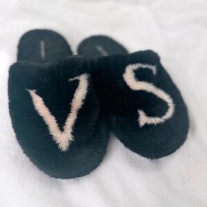 Victoria's Secret Plush Black Slippers